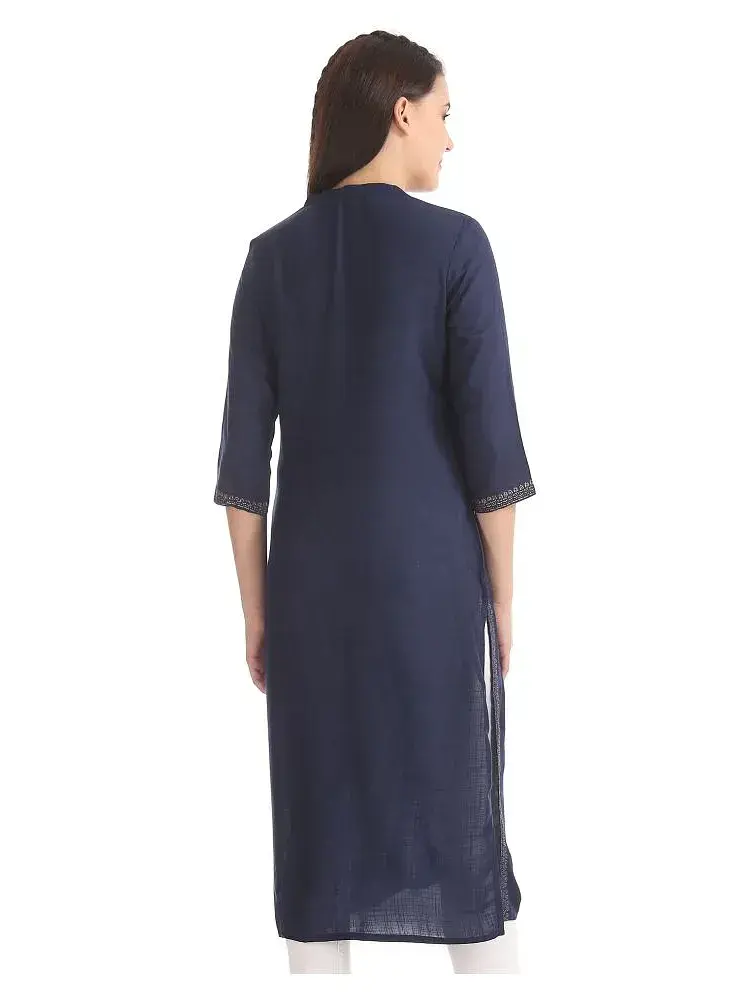 Anahi Blue Rayon Women s Front Slit Kurti Price in India Buy Anahi Blue Rayon Women s Front Slit Kurti Online at Snapdeal