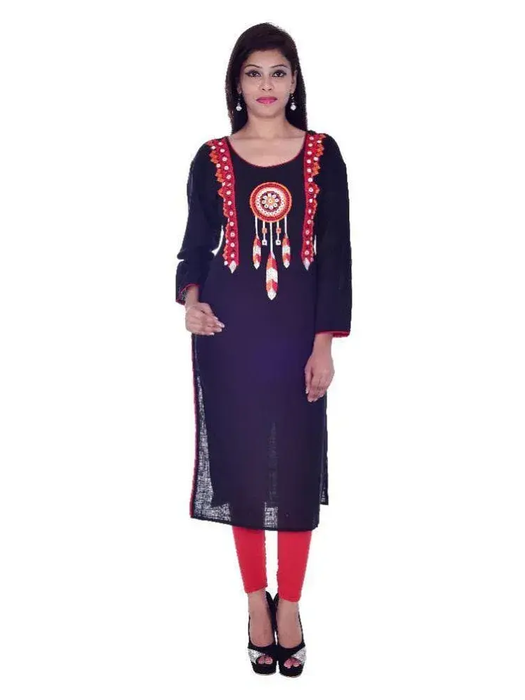Apratim Blue Cotton Straight Kurti Price in India Buy Apratim Blue Cotton Straight Kurti Online at Snapdeal