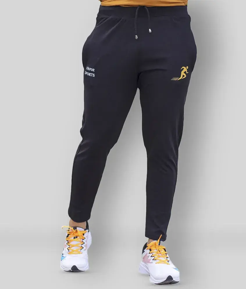 Black shops polyester lycra trackpants