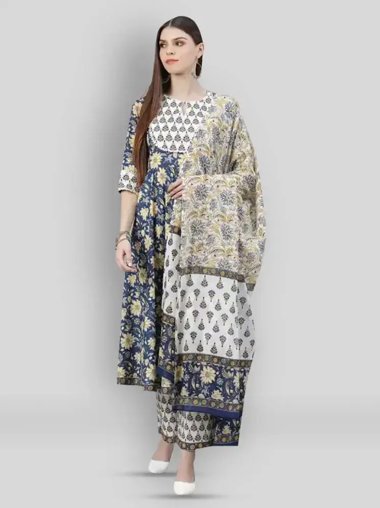 Buy EXPORTHOUSE Grey Anarkali Cotton Women s Stitched Salwar Suit Pack of 1 Online at Best Price in India Snapdeal