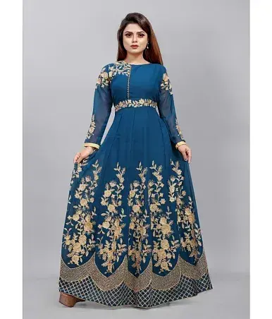 JULEE White Anarkali Georgette Women s Semi Stitched Ethnic Gown Pack of 1 Price in India Buy JULEE White Anarkali Georgette Women s Semi Stitched Ethnic Gown Pack of 1 Online at Snapdeal