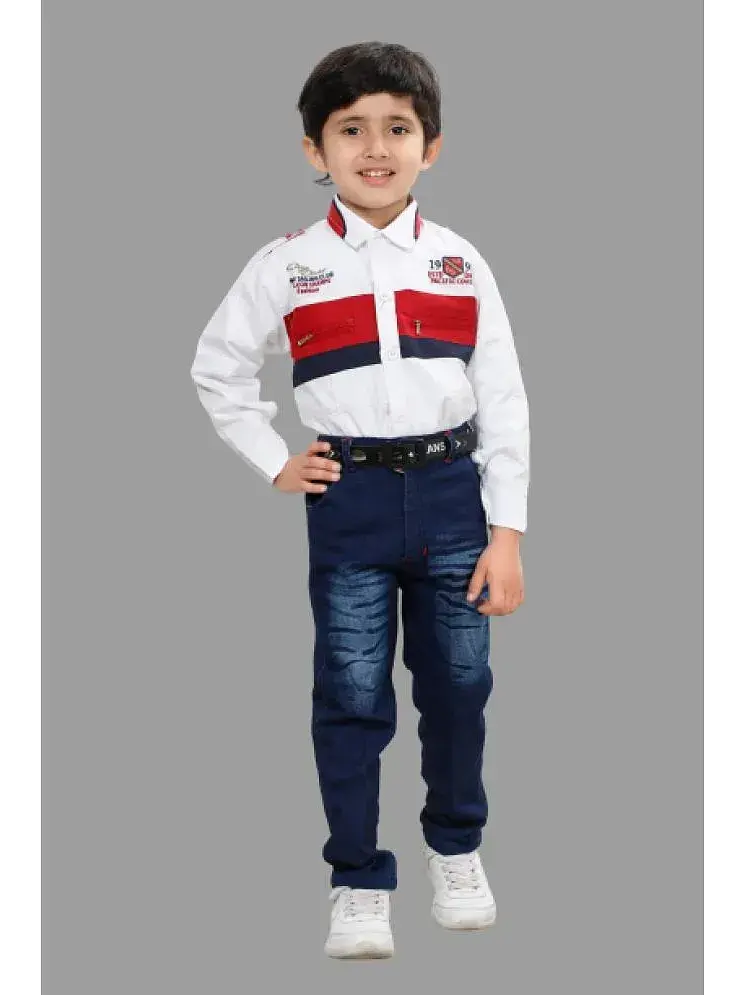 DKGF Fashion Pack of 1 Boys Cotton Blend Shirt Jeans Red Buy DKGF Fashion Pack of 1 Boys Cotton Blend Shirt Jeans Red Online at Low Price Snapdeal
