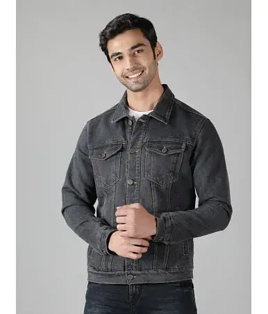 NUEVOSPORTA Dark Grey Cotton Regular Fit Men s Denim Jacket Pack of 1