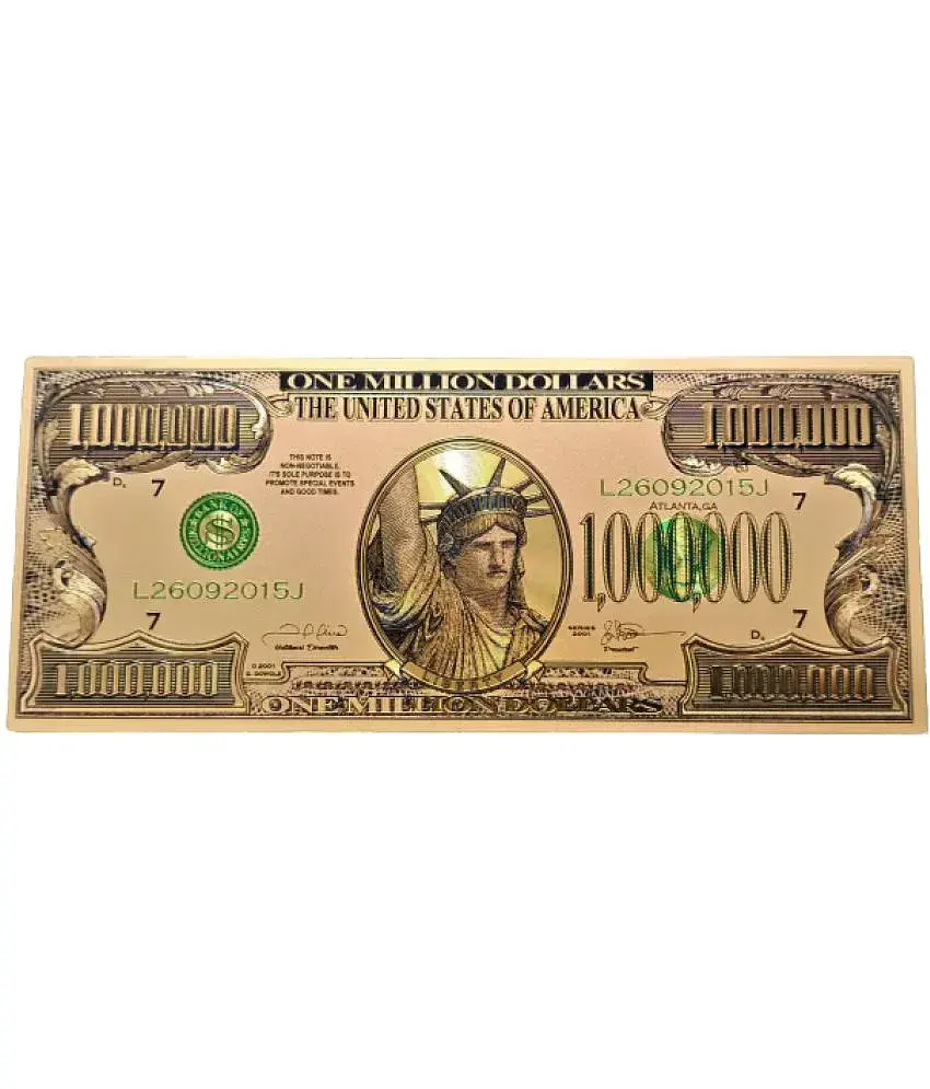 USA 1 MILLION 1000000 DOLLAR 24 KT GOLD PLATED NOTE IN GEM CONDITION