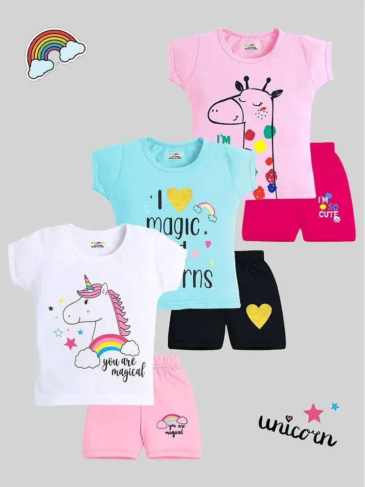Kuchipoo Pack of 3 Baby Girls Cotton Blend Top Shorts Multicolor Buy Kuchipoo Pack of 3 Baby Girls Cotton Blend Top Shorts Multicolor Online at Low Price Snapdeal